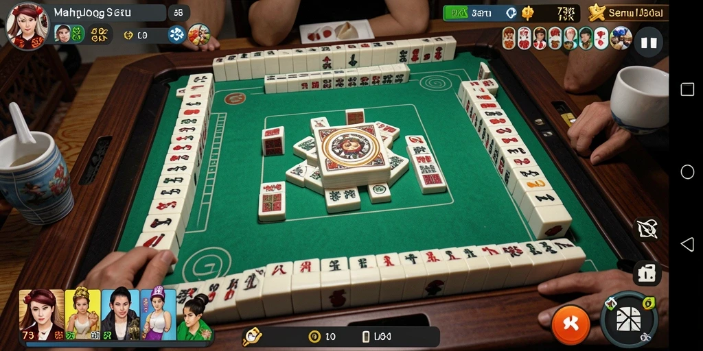 Screenshot utama 73K menampilkan gameplay Mahjong yang menarik.