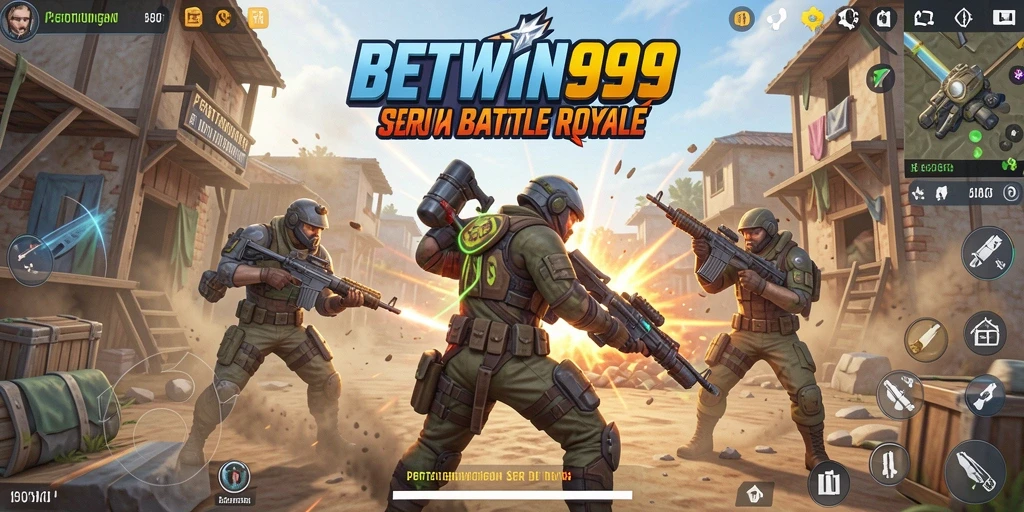 Tangkapan layar gameplay BETWIN999 yang penuh aksi dalam pertarungan Battle Royale.