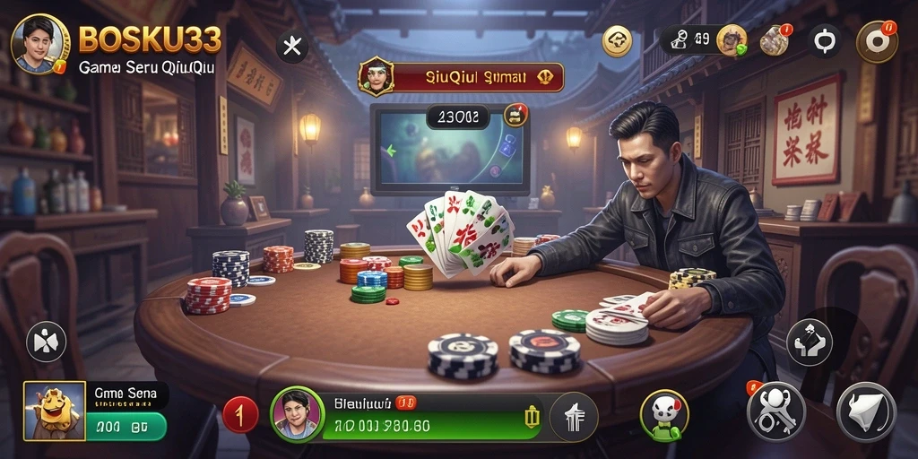 Gameplay QiuQiu yang seru dalam BOSKU33.
