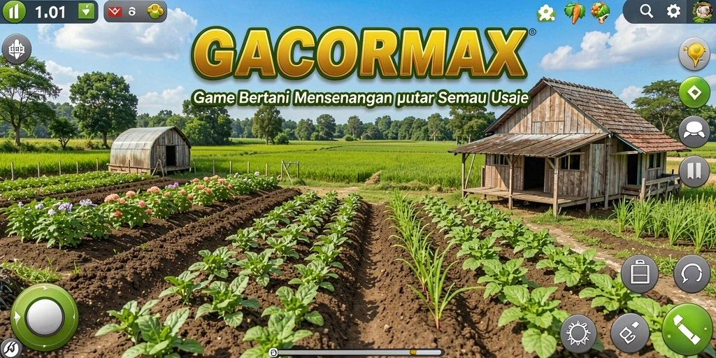 Gameplay GACORMAX menunjukkan aktivitas bertani yang seru dan interaktif.