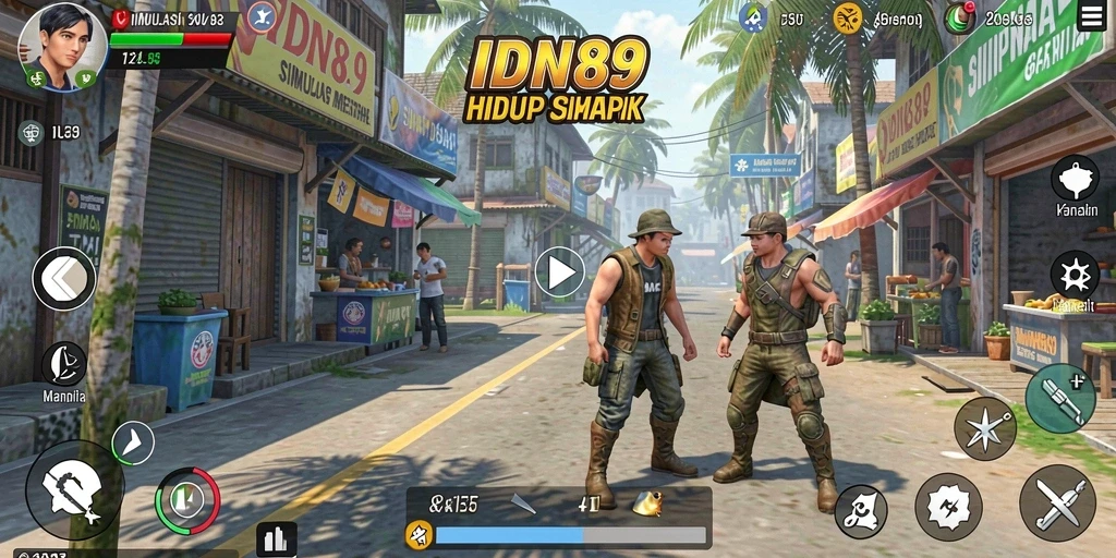 Tampilan gameplay seru di IDN89, mencerminkan dunia simulasi yang kaya.
