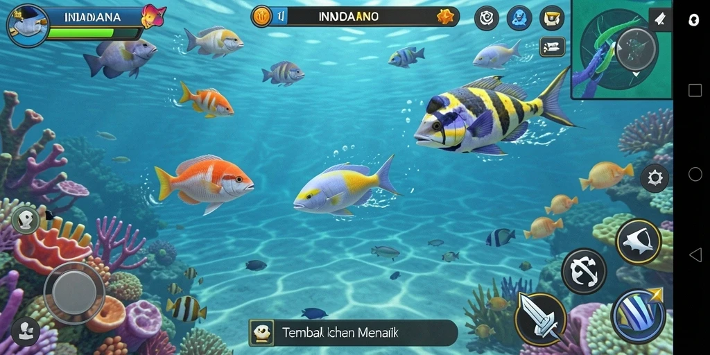 Tampilan game INDAAA dengan aksi memikat dalam Tembak Ikan.