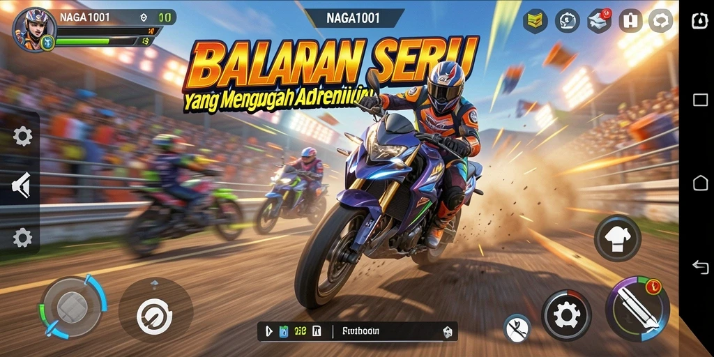 Tangkapan layar <strong>NAGA1001</strong> dengan aksi balapan yang mendebarkan.