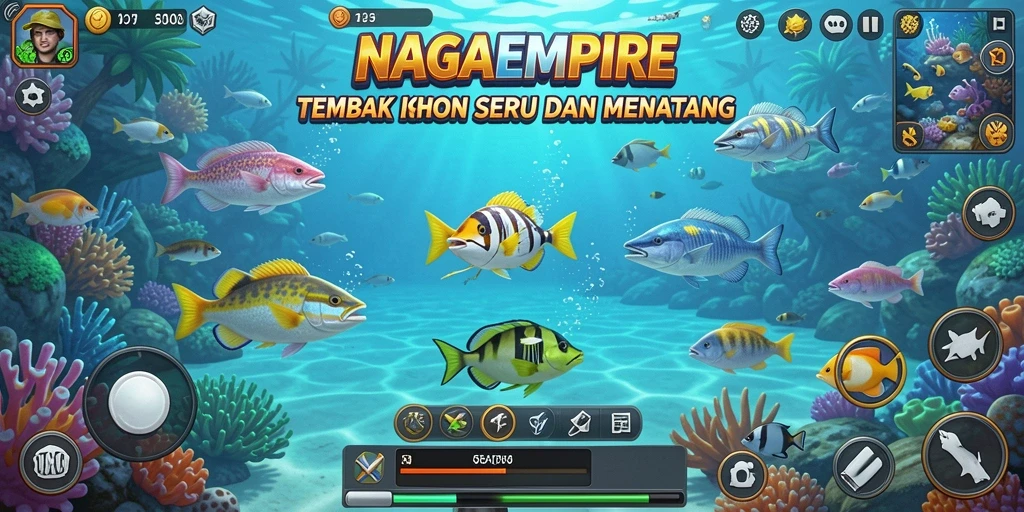 Gameplay NAGAEMPIRE menampilkan aksi menembak ikan yang mendebarkan.
