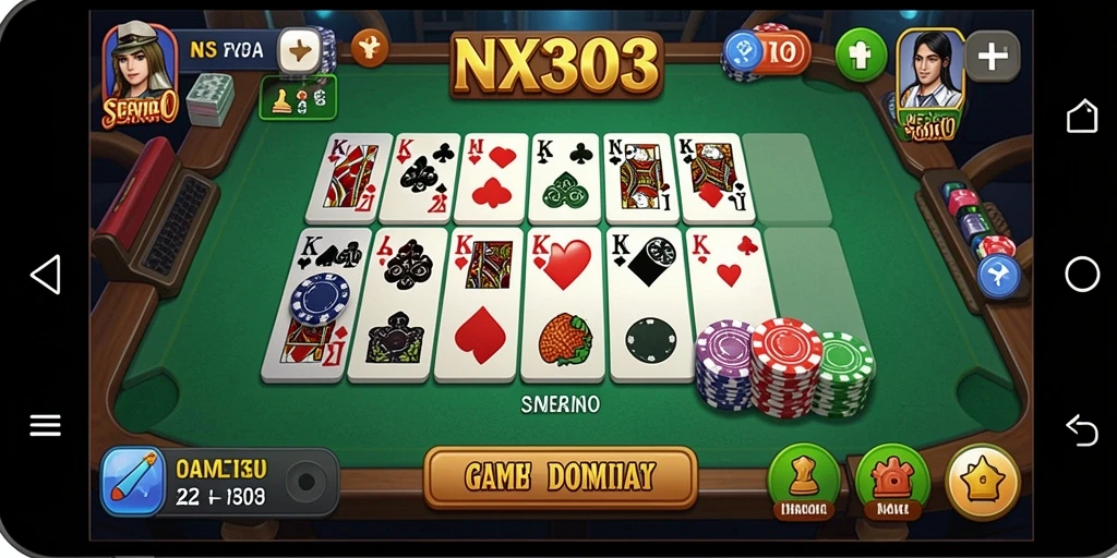 Tampilan gameplay domino yang seru dan interaktif.