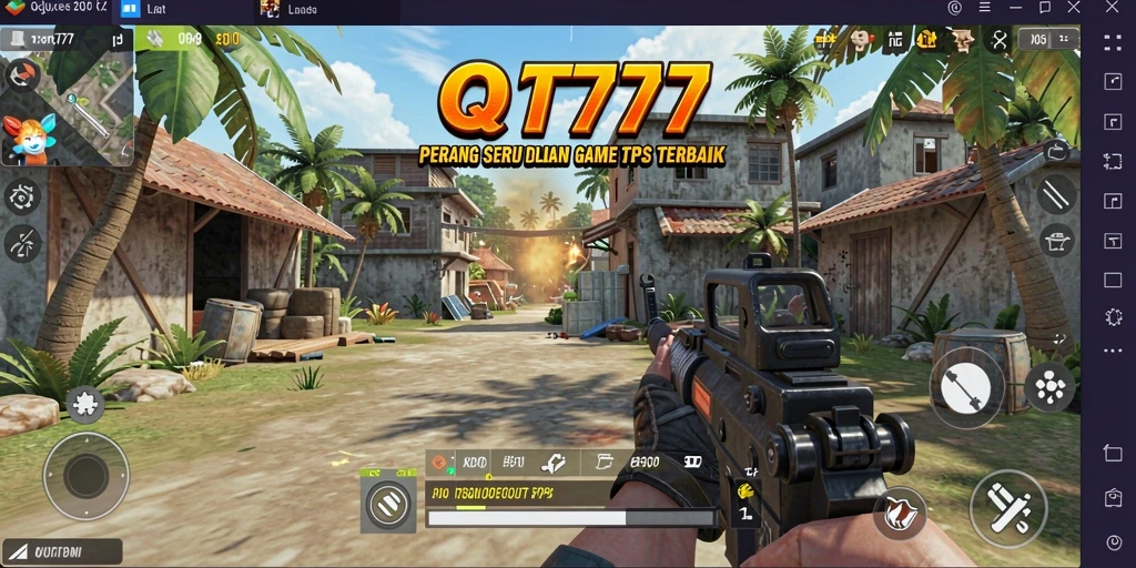 Screenshot menunjukkan aksi menegangkan di medan perang QT777.
