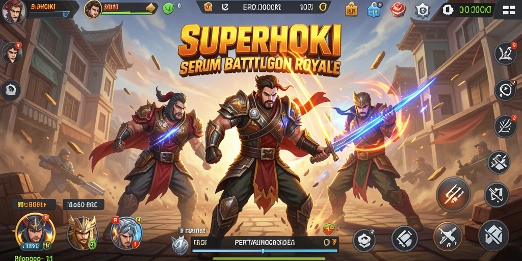 Screenshot SUPERHOKI menampilkan aksi seru Battle Royale yang mendebarkan.