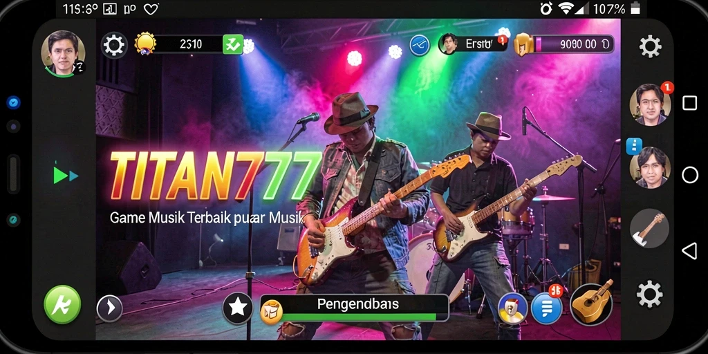 Tampilan permainan TITAN777 dengan beragam lagu dan tantangan musik.