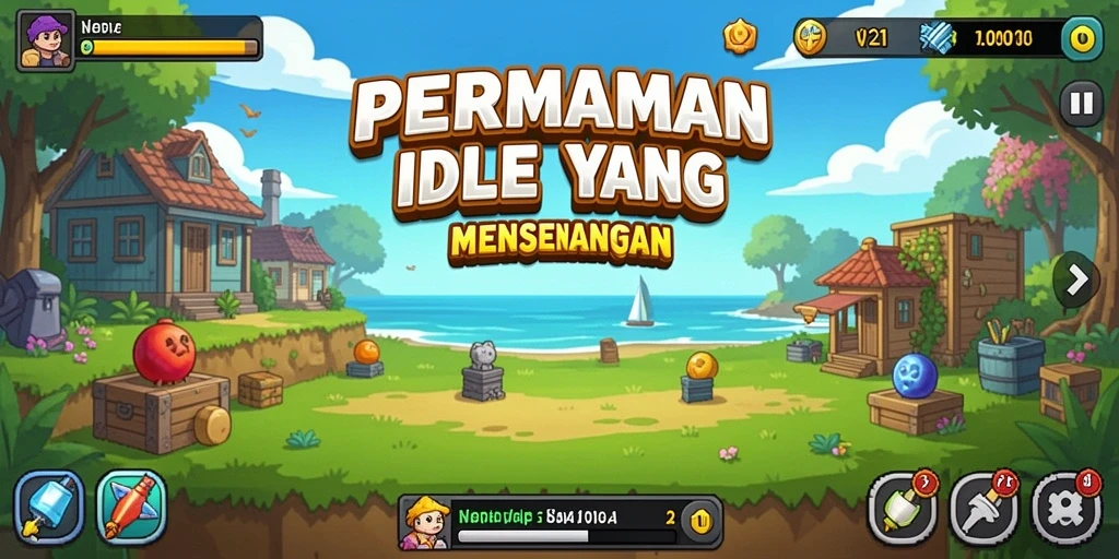 Tampilan layar permainan V21 yang menarik dengan elemen Idle.
